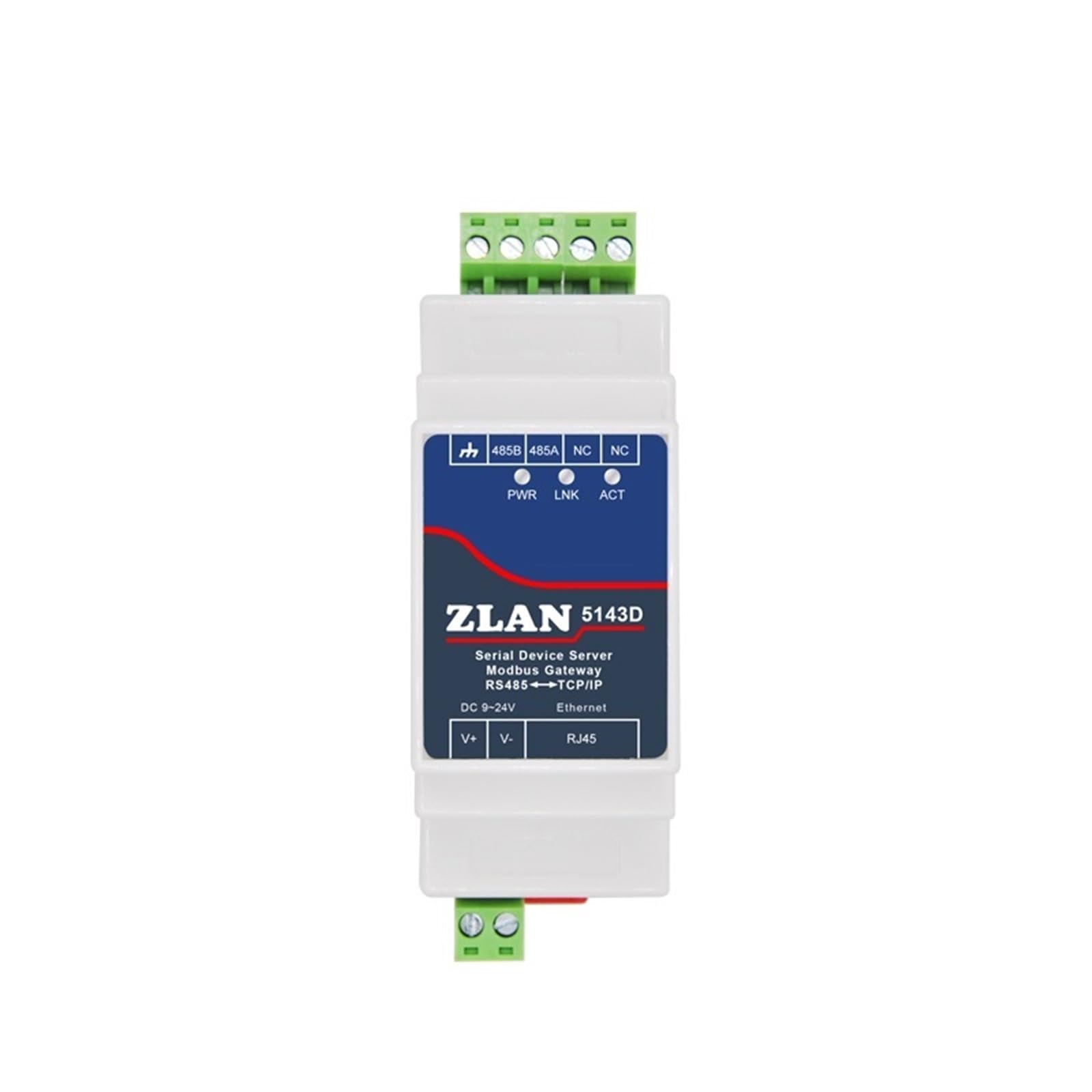 Convertisseur Ethernet série RS485 vers Ethernet IP 5143D for rail DIN avec adaptateur en option(No power adaptor)