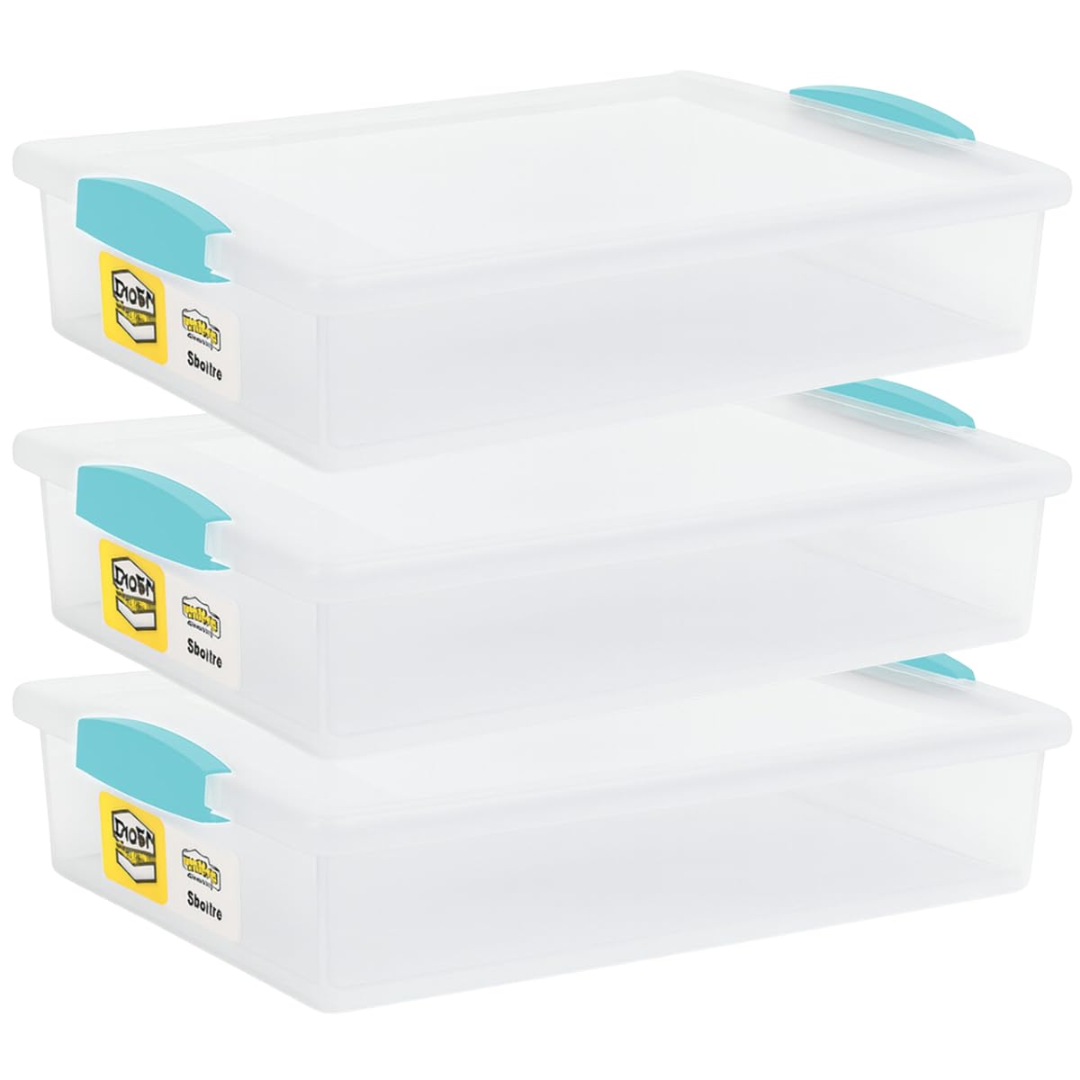 Tribello Plastic Storage Containers With Lids For Organizing, 6 Quarts - (Large - 14 x 11 x 3)