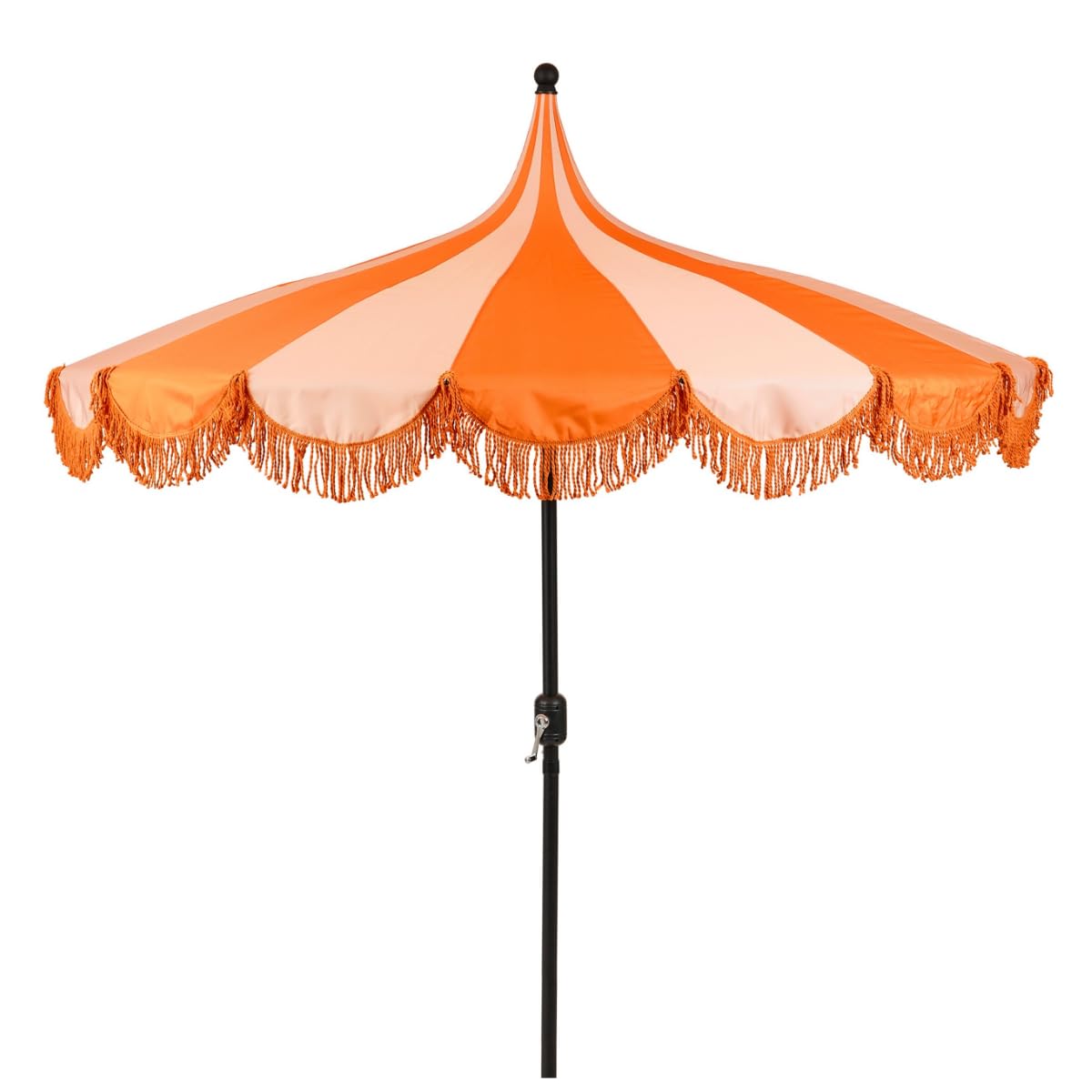 Mica Decoration Kim Gestreifter Sonnenschirm mit Tragetasche - Stockschirm 238 x Ø235 cm - Garten oder Balkon Sonnenschutz - Polyester, Stahl - Orange
