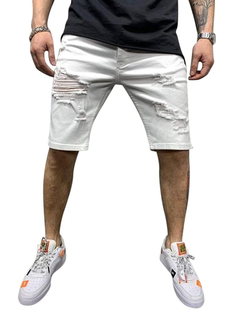 bermuda denim strappi uomo