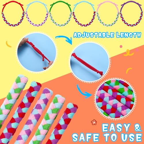 Image of Henoyso 12 Pack Sensory Chew Necklaces Kids Soft Terry Cloth Oral Motor Teething Toys for Boys Girls, Reusable Chewy Jewelry for Focusing & Calming(Macaron Twist Style,Stylish Color)