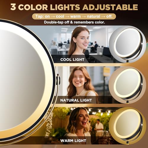 Espejo para maquillaje redondo con luz y aumento 20X miniatura 4
