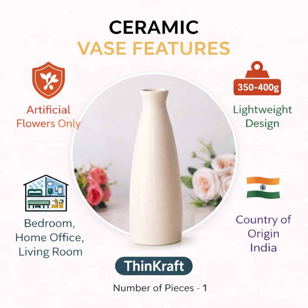 Slim Ceramic Flower Vase - Modern Decor -3 Slim Ceramic Flower Vase - Modern Decor -3