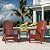 CLOUDEEP Folding Adirondack Patio Chairs, HDPE Fire Pit Chairs Weather Resistant, Outdoor Adirondack Chair with Cup Holder and Umbrella Hole, Wood Texture, Dark Red