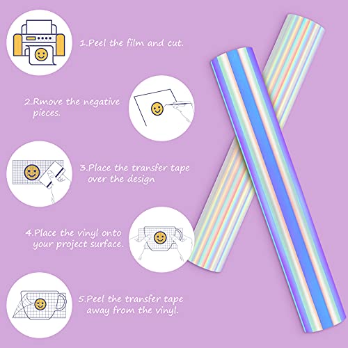 Jandjpackaging Silver Holographic Permanent Vinyl-12" X 15Ft Holographic Permanent Adhesive Craft Vinyl Roll For Cricut And Other Craft Cutters #TOP2