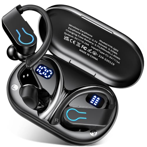 Auriculares Inalámbricos Bluetooth Deportivos con Gancho, IPX7, 120H, LED