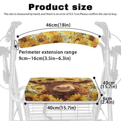Image of Universal Soft Seat Covers for Rollator Walkers, Yak Adjustable Backrest and Seat Covers, Rollator Accessories for Seniors Women Men