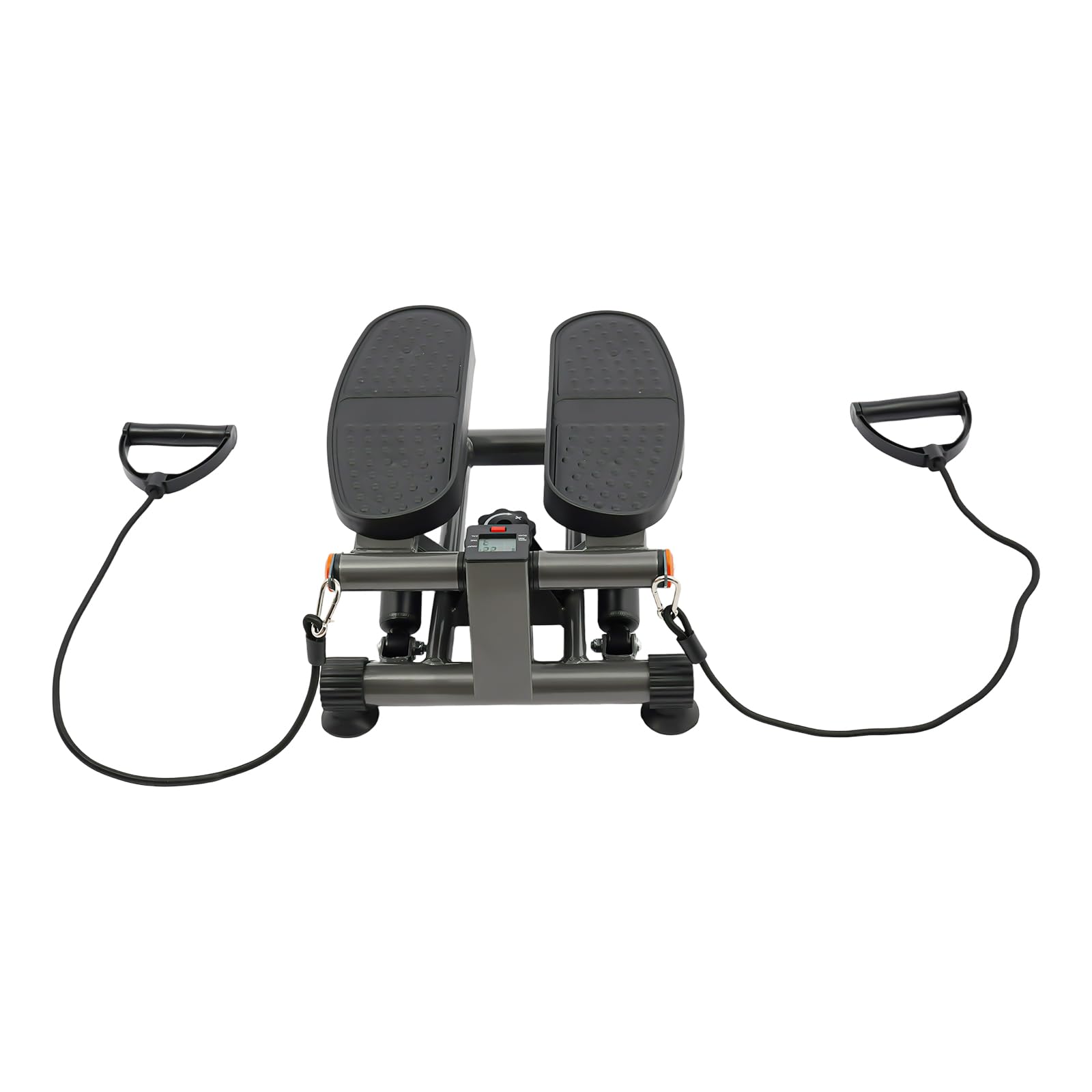 Stepper do domu z linami zasilania, 2 w 1, sprzęt fitness, maks. 150 kg | Trenażer pedałów z wyświetlaczem LCD, układem hydraulicznym, taśmami do treningu nóg i ramion, rehabilitacji, domu, biura