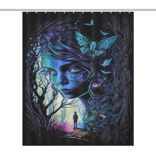 Rideau de douche imperméable enchanté Woods en polyester lavable 152x183cm
