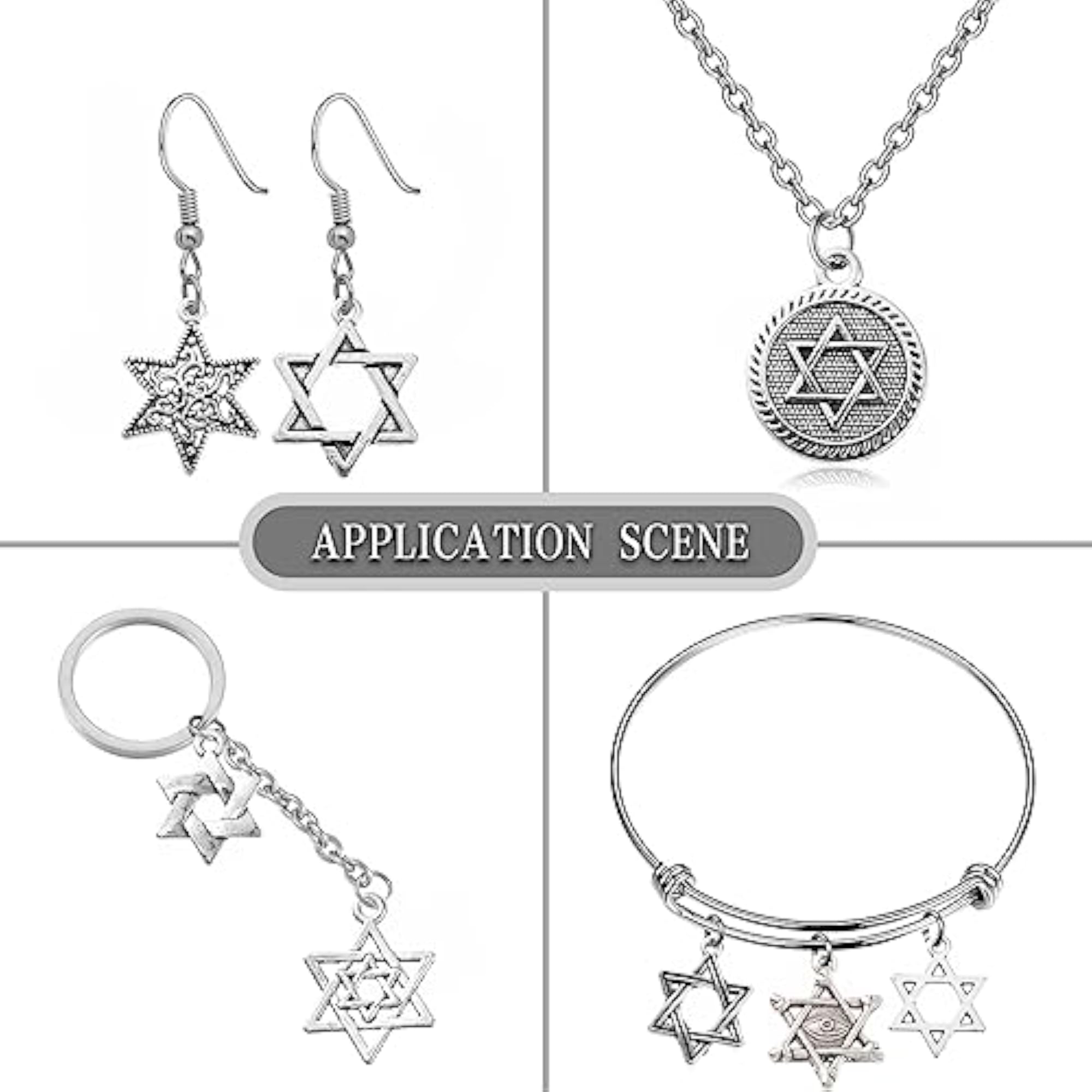 100 Pcs Star of David Charms for DIY Jewellery
