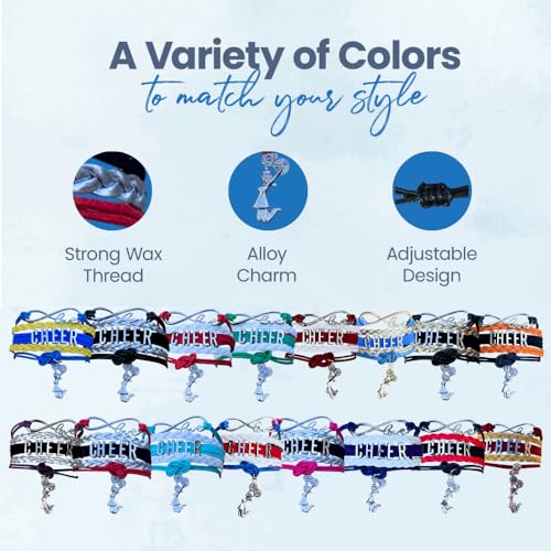 Sportybella Cheer Charm Bracelet- Girls Infinity Love Adjustable Cheerleading Jewelry in Team Colors For Cheerleaders (Orange/Black)4