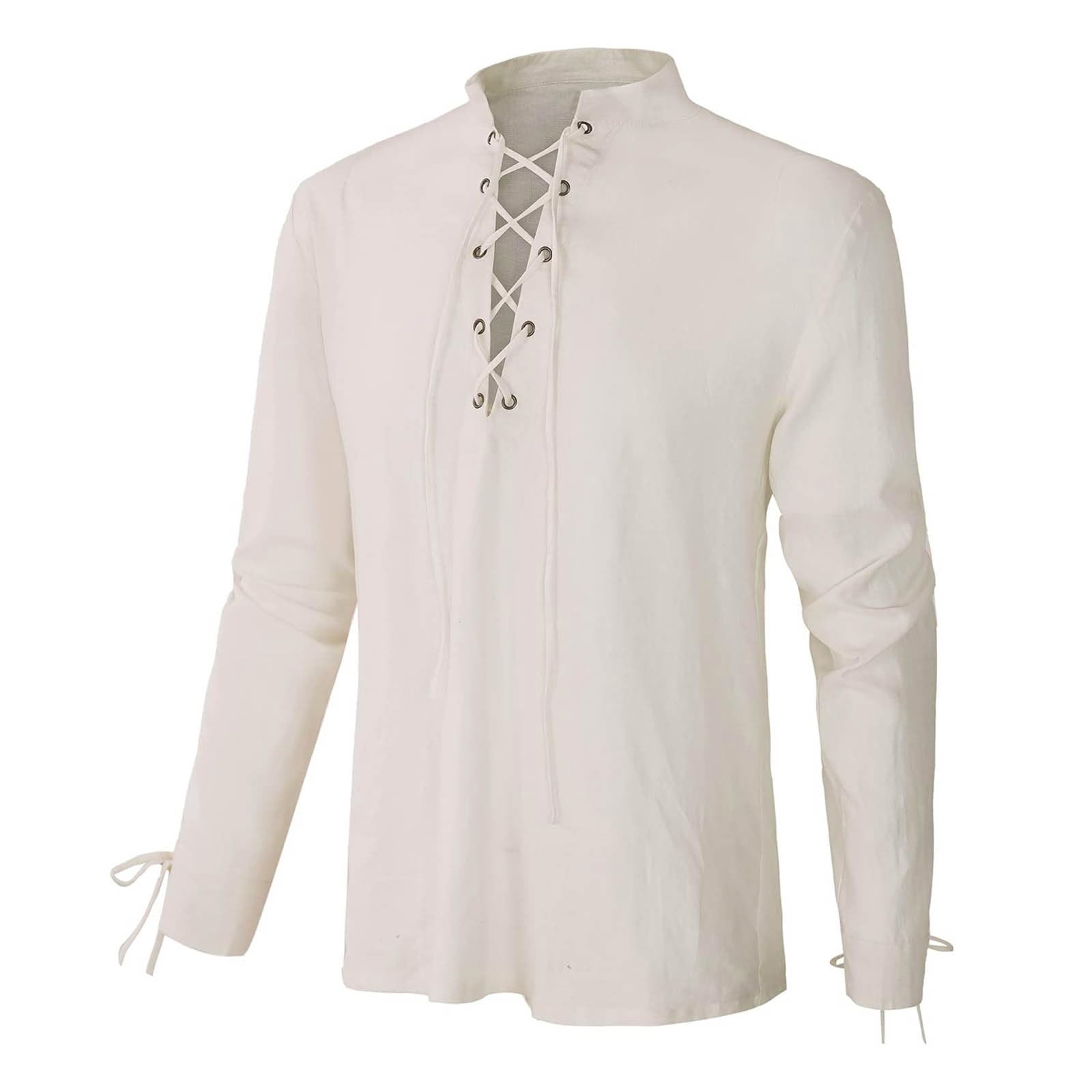 Camiseta de manga larga para hombre, camisa medieval, manga larga, disfraz de Halloween