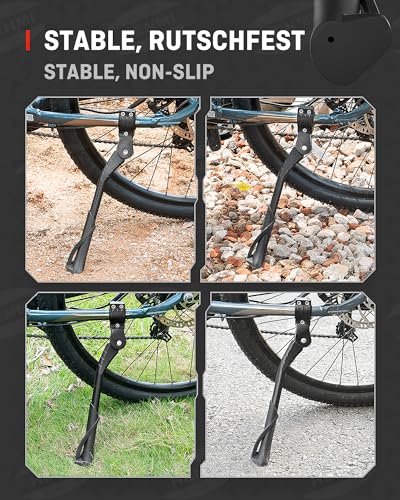 HENMI Fahrradständer 24-29 Zoll, Höhenverstellbar Fahrrad Ständer, rutschfest Seitenständer, Stabil Fahrradständer für Mountainbike, Trekkingrad, Cityrad, Pendlerfahrräder