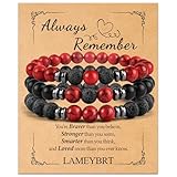 Lameybrt 8mm Men’s Bracelet Set Multi - Tiger Eye/Matte Agate/Lava Rock Gifts for Birthday/Anniversary/Christmas (G07 Red Turquoise, One Size)