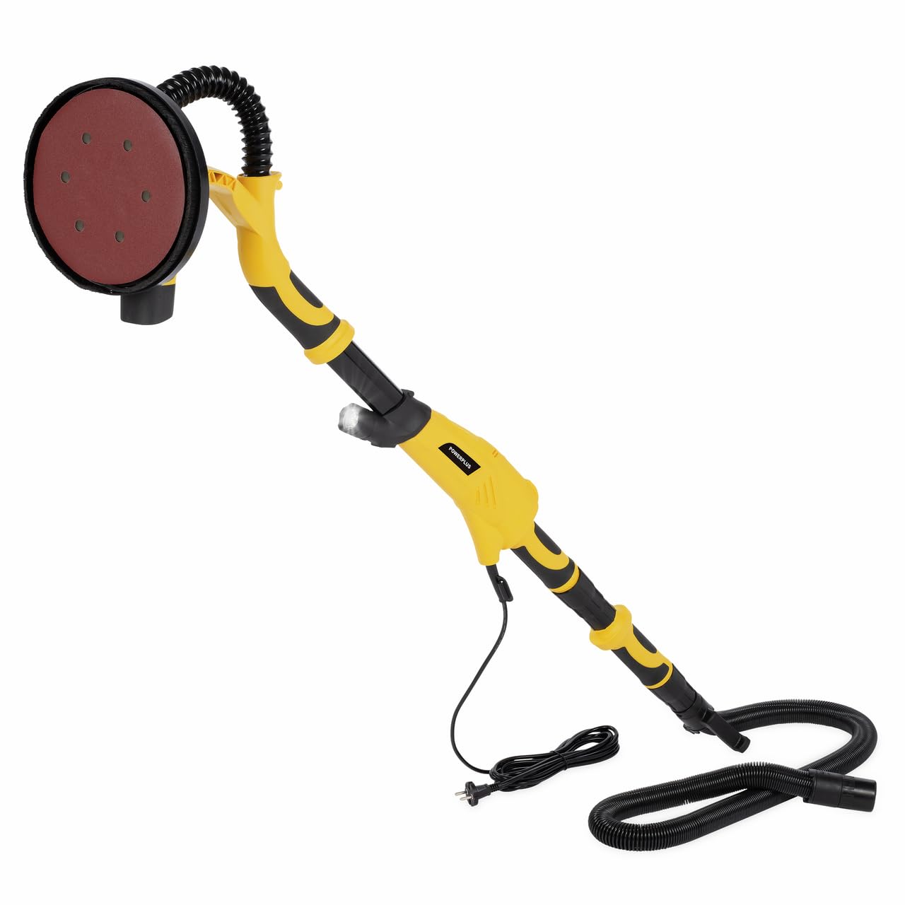 POWER plus Schleifmaschine POWX04761 Schleifer mit Teleskopstiel, Absaugung und Schleifpapier - Power Langhalsschleifer und Trockenbauschleifer als Schleifgerät für Trockenbauwand und Holz