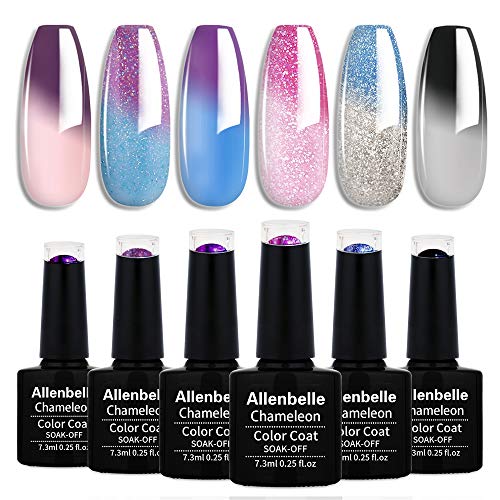 Allenbelle Color Changing Nail Polish Set Color Changing Gel Polish Set Mood Soak Off Uv Led Color Changing Gel Nail Polish