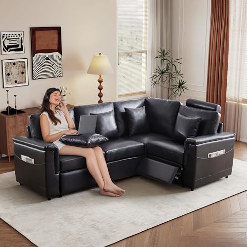 Image of RARZOE Modular Sectional Couch Armless Seats Module, Faux Leather Sofa 2 Armless Chairs Middle Module Seats, Modular Sectional Sofa Module for Living Room Home Theater,Black