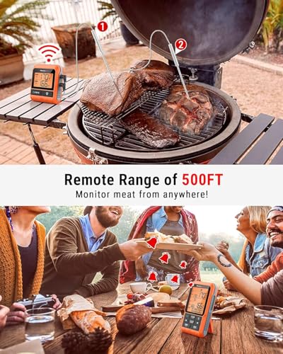Image of LABART ThermoPro TP826 500FT Wireless Meat Thermometer for Cooking and Grilling, Dual Temperature Probe Food Grill Thermometer with HI /Low Alert& Kitchen Timer, IPX4 Smoker BBQ Thermometer for Oven