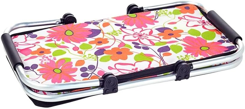 Floral Insulated Picnic Basket with Aluminum Handles