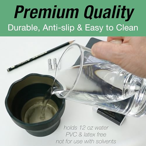 Faber-Castell Art & Graphic Clic&Go Water Cup, Dark Green, Single, Art, Craft, Drawing, Painting, Sketching, Home, School, University, Colouring