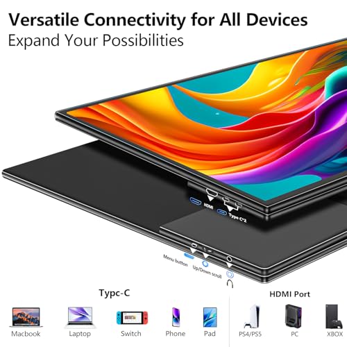 Image of 4K Large Portable Monitor 24 inch Travel Monitor UHD 3840*2160 120% sRGB External Second Screen for MacBook Laptop Desktop Mini PC W /Stand VESA HDMI USB-C Gaming Display for PS5 /Xbox Devices(O2401) (4K)