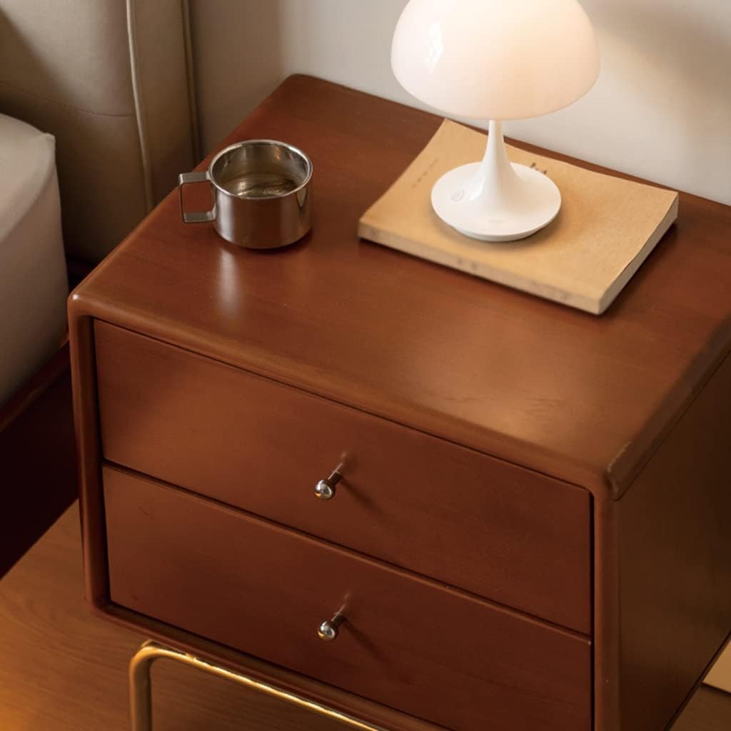 Nightstands Home Retro Bedside Table Double Drawer Storage Cabinet Simple Square Locker Living Room Sofa Side Cabinet Bedside Tables ()