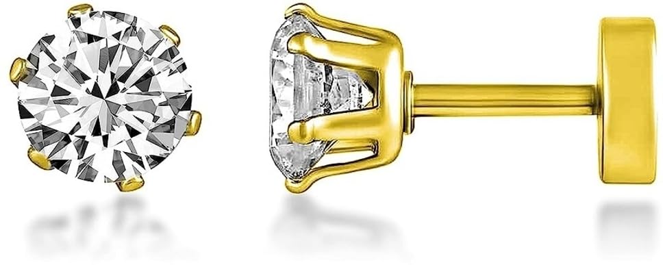 Womens Gold Stud Earring Metal Contemporary Oxidised Stud Earrings for Men and Boys-Golden Diamond Studded Earrings-Pack of 1 Pair=2 Studs Earings (B0D7ZW7PMY) Amazon Price History, Amazon Price Tracker