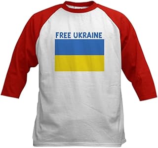 CafePress Free Ukraine Kids Baseball Jersey Kids Cotton Baseball Jersey, 3/4 Raglan Sleeve Shirt Red/White