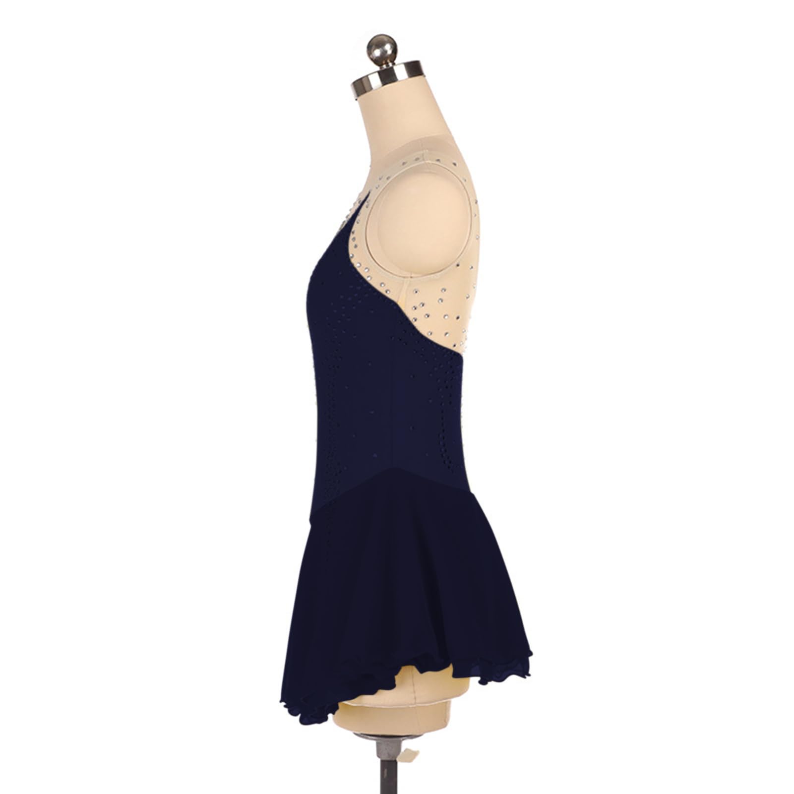 Vestito da Pattinaggio Artistico con Diamanti, Body da Balletto Danza Vestito da Ballo, Chiusura con Gancio Posteriore, per Ragazze Ad Alta Elasticità