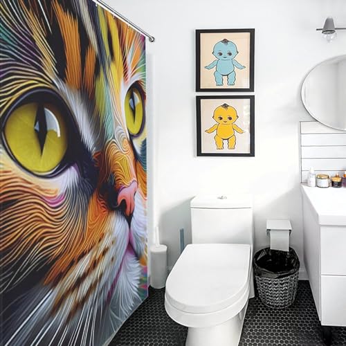Rideau de douche chat imperméable contre les éclaboussures de salle de bain - 3