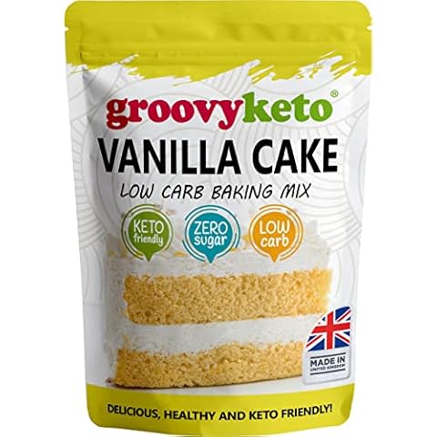Groovy Keto Vanilla Cake / Cupcake Mix | Low Carb | Keto Friendly | Sugar Free | Only 1g Net Carbs Per slice | Keto Baking Mix, Diabetic Friendly - 260g Pouch Cover