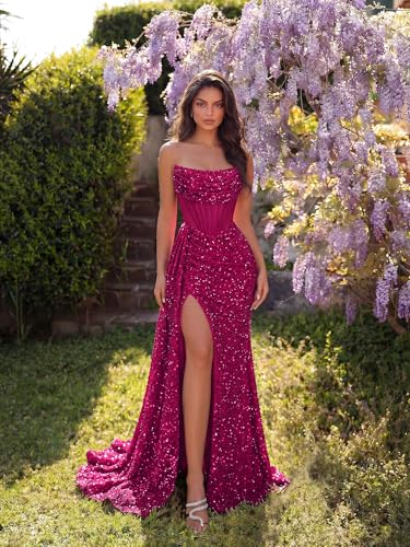 Image of Cocktail Evening Gowns Formal Dresses for Women Sequin Tulle Wedding Guest Party Sexy Off Shoulder Floor Length Prom Dress