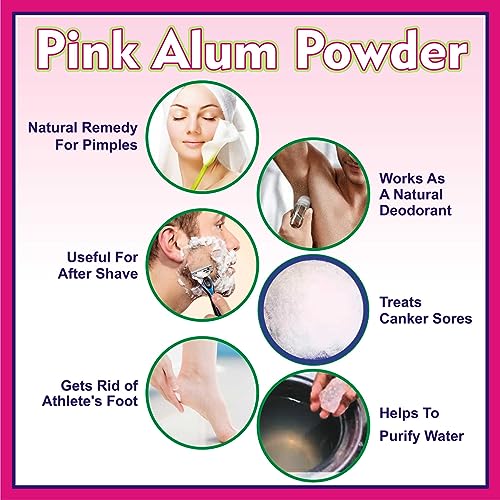 Image of Pink Alum Stone Powder Natural Astringent for Skin Purification, Sore Throat Treatment, After Shave Care, Deodorant, and Teeth Whitening - 100g
