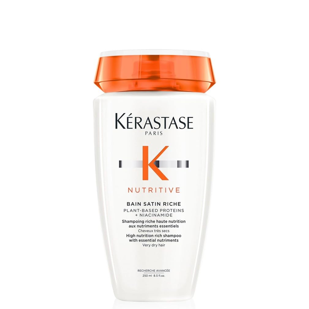 Nutritive, Gentle Hydrating Shampoo for Dry Hair, Nourishing Protein Formula with Niacinamide, Moisturises, Softens and Restores Shine, Bain Satin