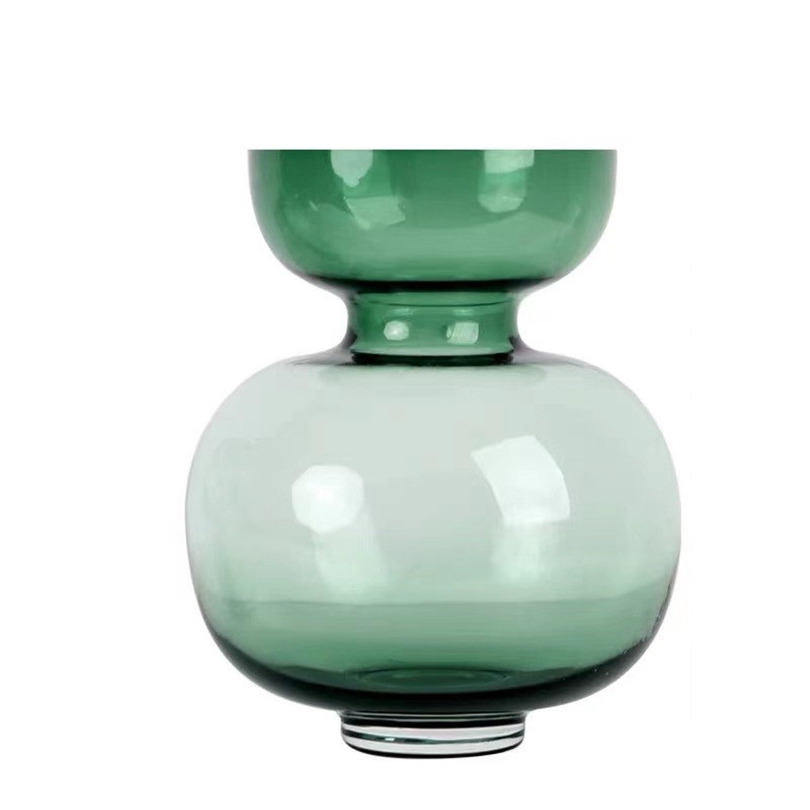 Glass Vase Round Gourd Floral Hydroponic Flower Pot Geometric Circle Home Decoration Accessories Vases Pots For Living Room, Office, Wedding(Green-L)