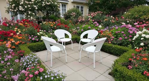 Image of India Outdoor Indoor Patio Set Bistro Set Wicker Chair Patio Set for Living Room Dining Room Lawn Balcony Outdoor Garden Chair Set with Glass Table
