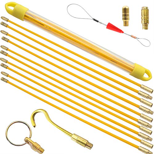 Akuoly 通線ワイヤー 配線通し 50cm×10本 入線呼線工事専用ワイヤー 先端金具 収納ケース付 5M 黄 Akuoly 通線ワイヤー 配線通し 50cm×10本 入線呼線工事専用ワイヤー 先端金具 収納ケース付 5M 黄