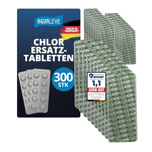 AGUALEVE 200 pastillas de prueba de cloro libre (DPD1) Rapid Pool | para prueba de agitación de agua de piscina | Marca de calidad fabricada en Alemania | con guía digital de cuidado de piscina gratis