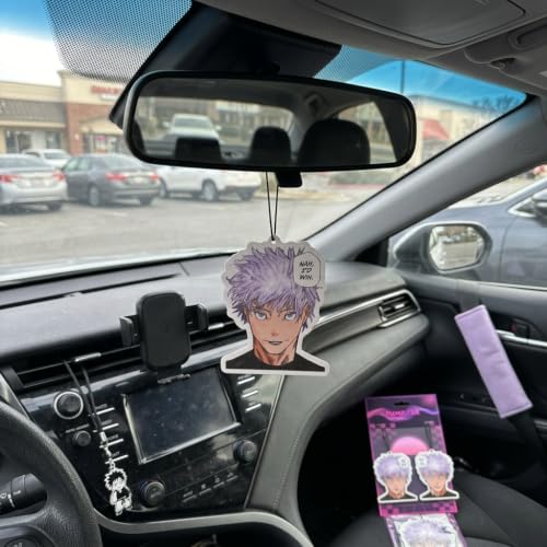 Image of PumpCar 2 pieces satoru Nah I'd Win double-sided hanging Japanese anime vanilla-scented air freshener Cool anime hanging for rearview mirror Car Interior Accessories Gifts Anime Manga Fans Sorcerer