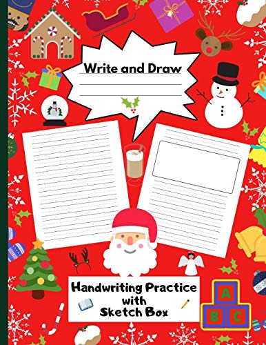 Write and Draw Handwriting Practice with Sketch Box: Ruled Pages With Dotted Mid Line and Pages with Drawing Space KS1 and 2, Early Learning Xmas Stocking Filler Gift image 3