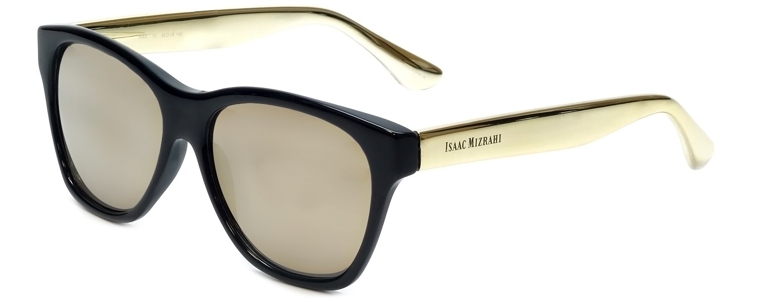 Isaac MizrahiDesigner Sunglasses IM63-10 in Black Gold with Gold Mirror Lenses