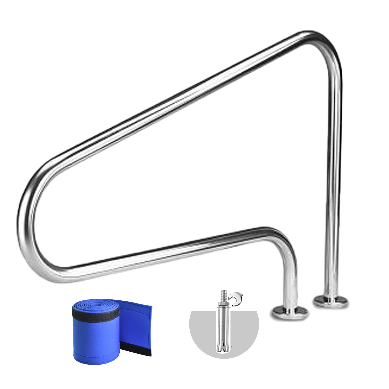 MSHGSKU Pool Handrail,Stainless Steel Pool Handrail - Easy Mount Grab Rail for Swimming Pool Stairs, 440lbs Load Capacity, Rustproof, Stylish Geometric Design for Safety & Support