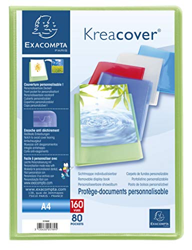 Exacompta 5789E Sichtmappe KreaCover aus extra starkem Kunststoff mit 80 Hüllen 160 Sichten für DIN A4 - 1 Stück Zufallsfarbe