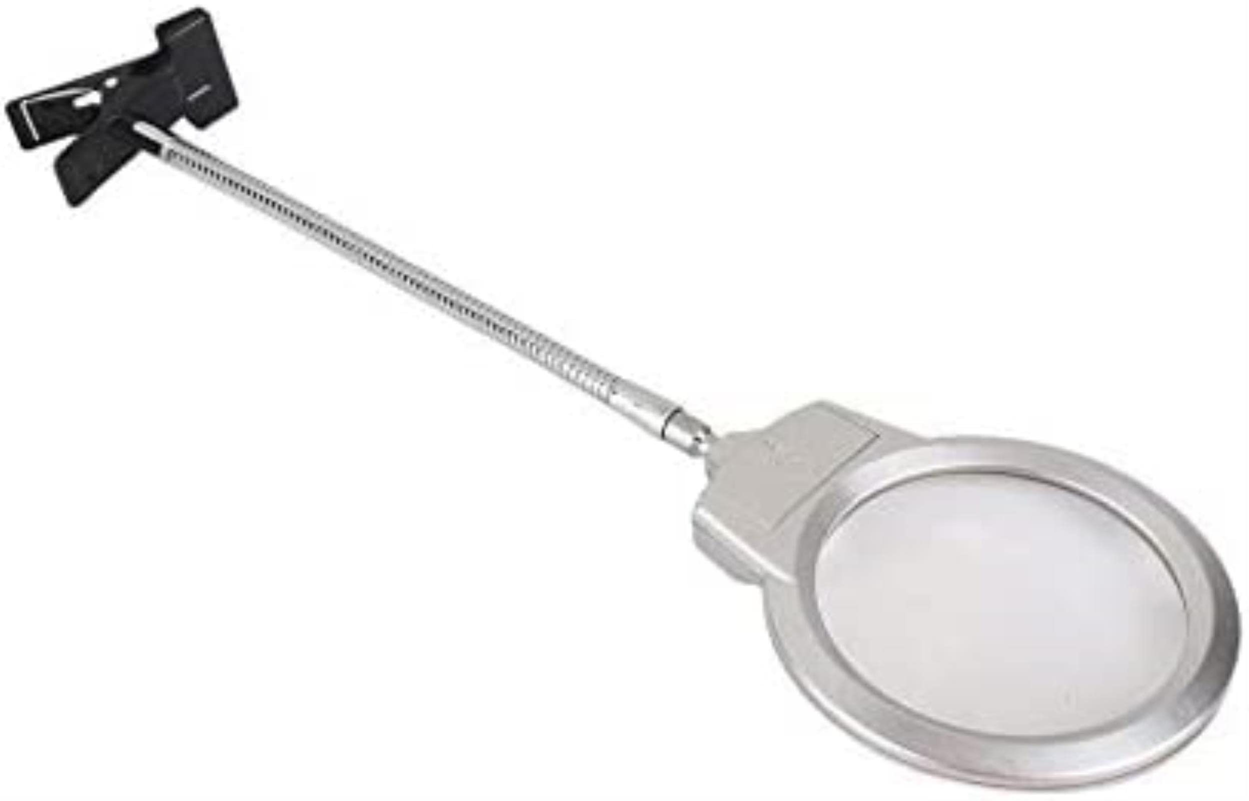 Lupa de sobremesa con Clip para Escritorio, Lupa iluminada, Lupa de Lectura, Manguera de Metal, lámpara con luz LED, Lupa de sobremesa con Abrazadera, Color Plateado