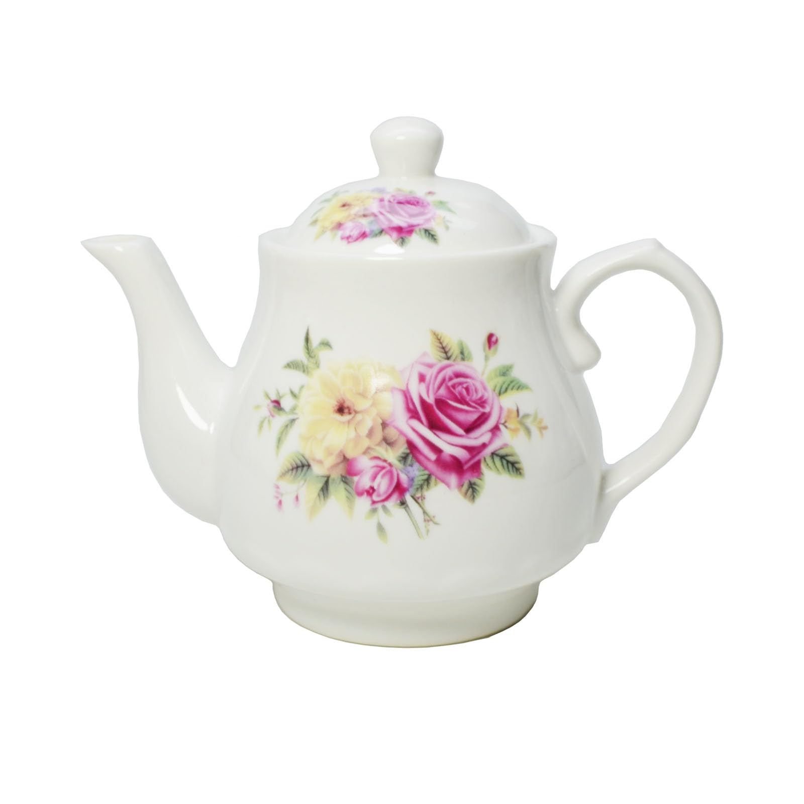 Porzellan-Teekanne im europäischen Stil, kleine chinesische weiße Teekanne mit Blumen, Kaffee-Tee-Wasser-Kanne, Vintage-Keramik-Kessel (400 ml) Küche, Haushalt & Wohnen
