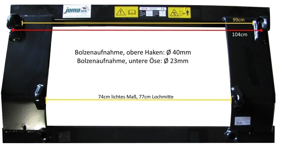 Joma-Tech Ballentransportgabel mit Euro-Aufnahme und 2 Zinken in 810mm