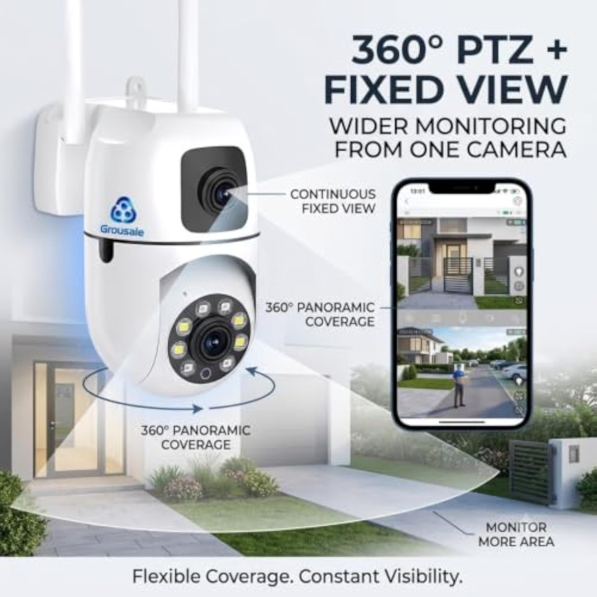 Dual Lens Mini Fox WiFi CCTV Camera with PTZ & Night Vision