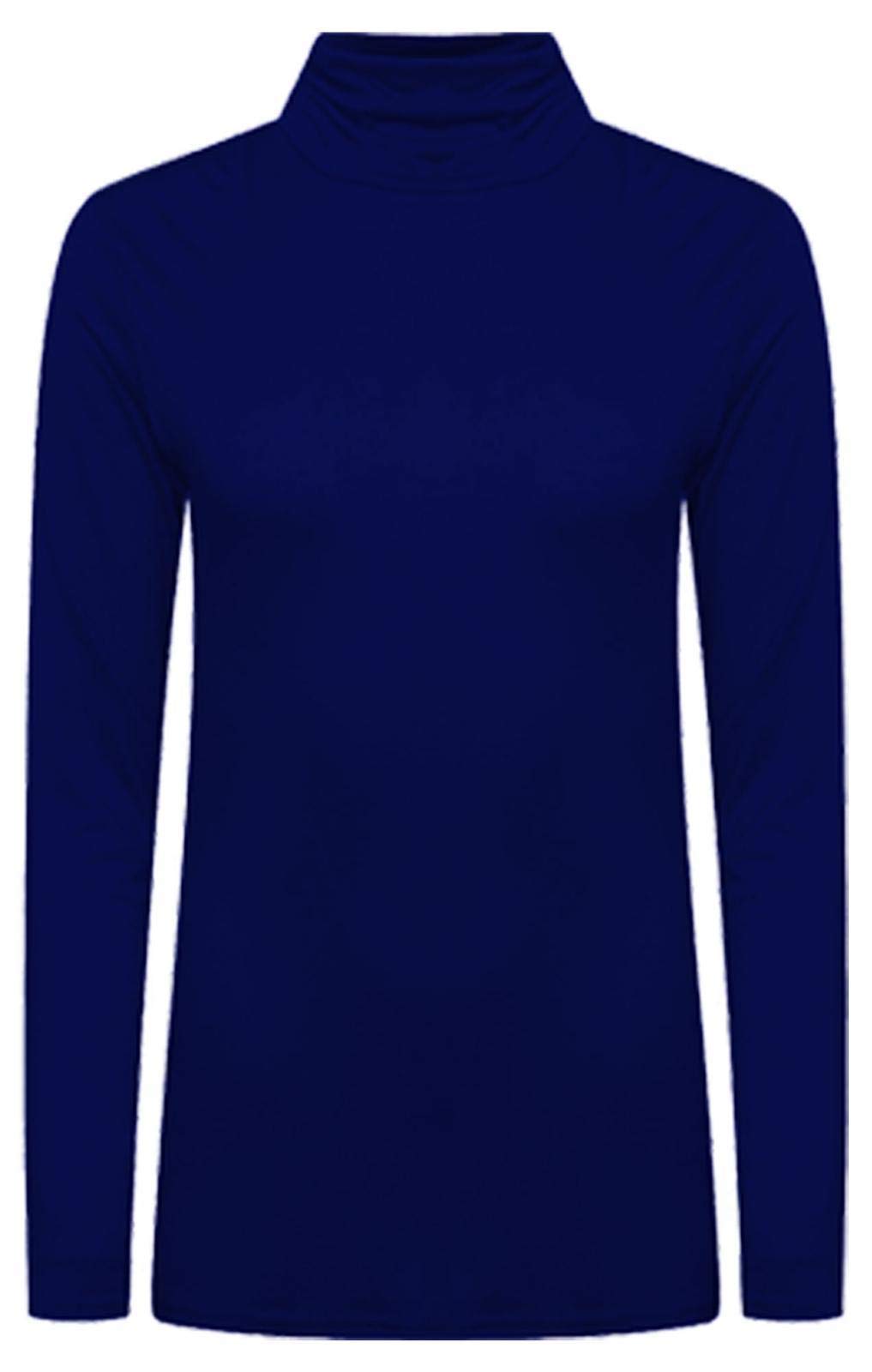 Biwtup Women's Navy Blue 66 Fashion District Long Sleeve Turtle Neck Top Roll Neck Polo Neck Plain Jumper Plain Tops Plus Size 8-26 (Uk 24/26, )
