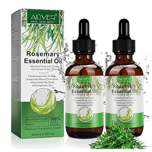 Aceite Esencial de Romero Cabello - Aceite de Romero para el Cuidado de la Piel Aceite Aromático de Romero 100% Aceite de Masaje para el Cuidado del Cuero Cabelludo Perfecto para Difusores - 60ml x2