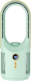 Ventilador de escritorio sin cuchilla: ventilador de escritorio pequeño con 5 velocidades, luz y batería de 1800 mAh, soplador de aire de circulación portátil, ideal para acampar, uso al aire libre,